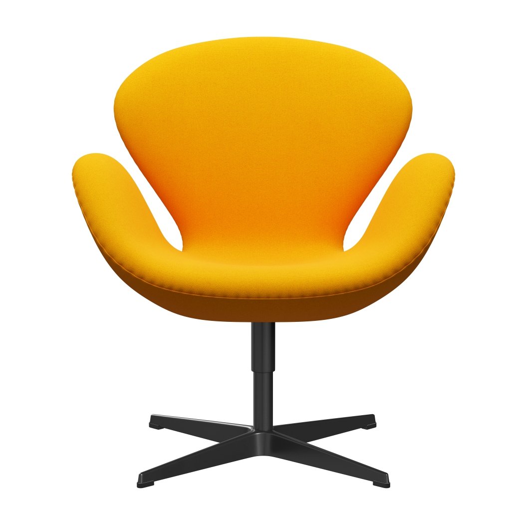 Fritz Hansen Swan Lounge Chair, svart lakkert/tonus gul oransje