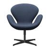 Fritz Hansen Swan Lounge Stuhl, schwarzer lackiert/tonus graublau
