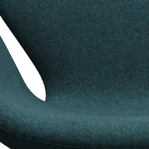 Fritz Hansen Swan Lounge Stuhl, Silbergrau/Divina MD Turquoise Dunkelheit