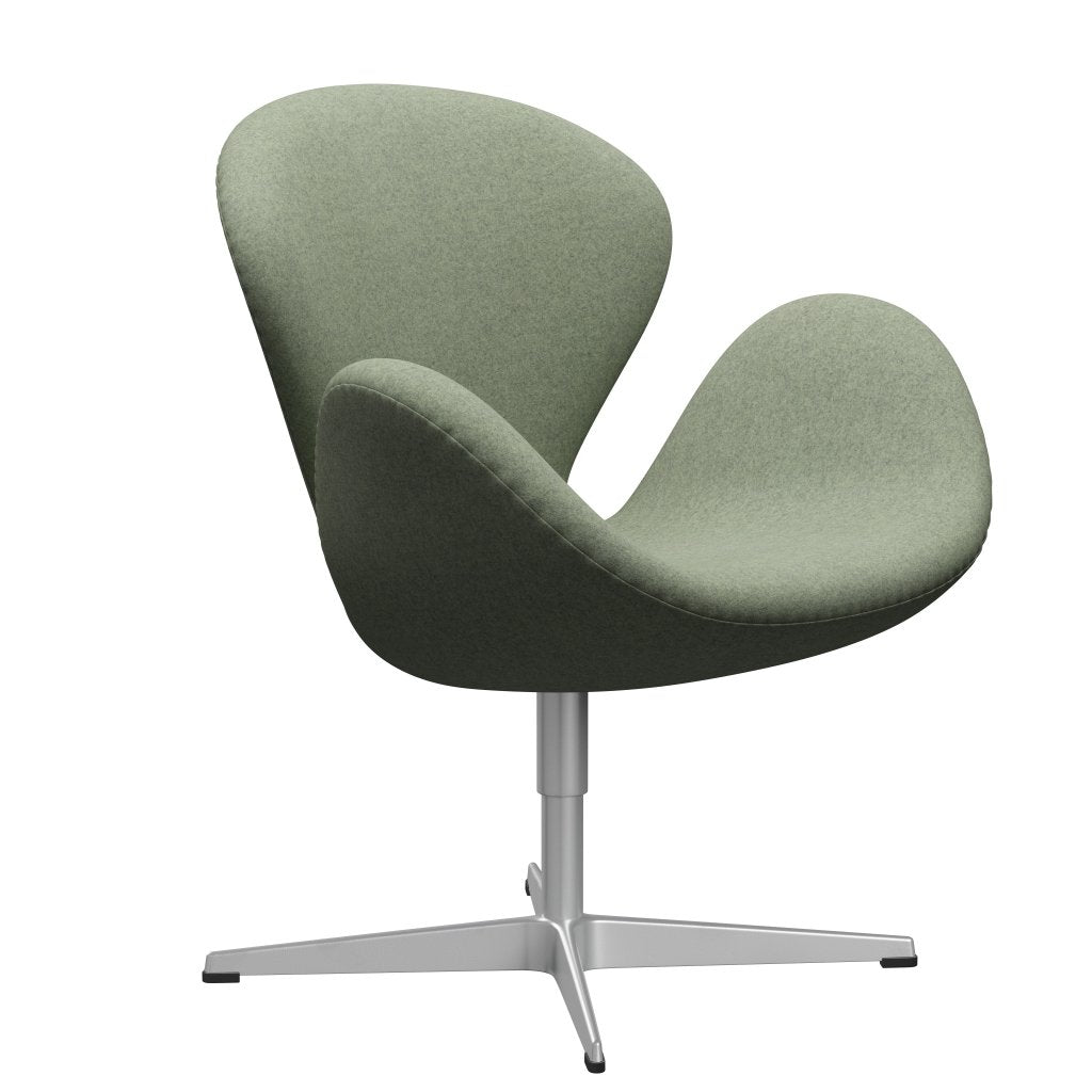Fritz Hansen Chaise de salon de cygne, gris argenté / divina mélange vert clair