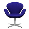 Fritz Hansen Swan Lounge -stoel, zilvergrijs/divina benzine blauw