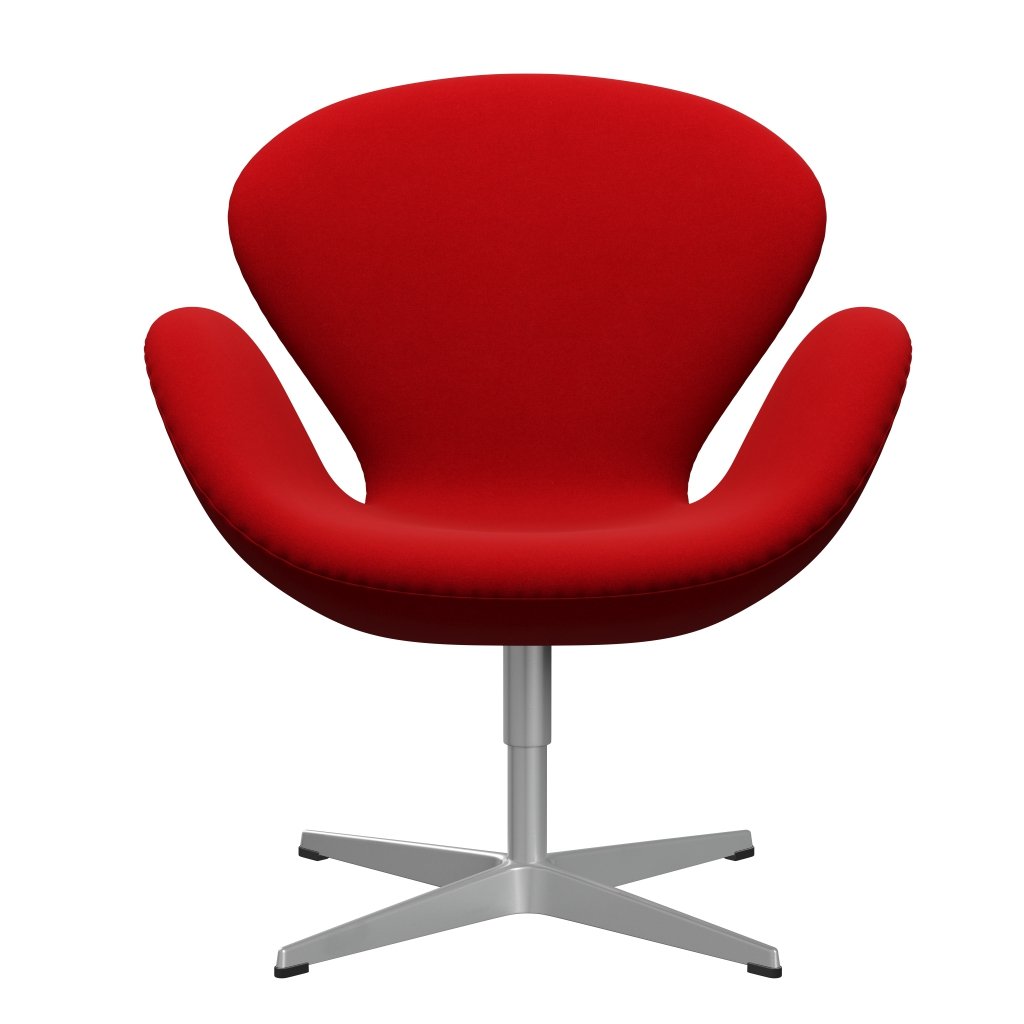Fritz Hansen Chaise de salon de cygne, gris argenté / Red Divina (623)