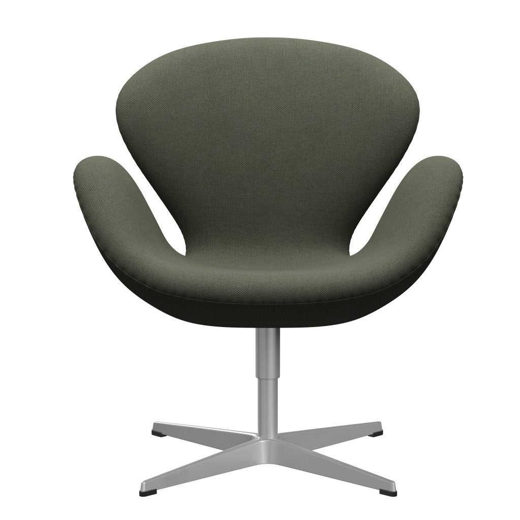 Fritz Hansen Swan休息室椅，银灰色/fiord橄榄绿/中等绿色