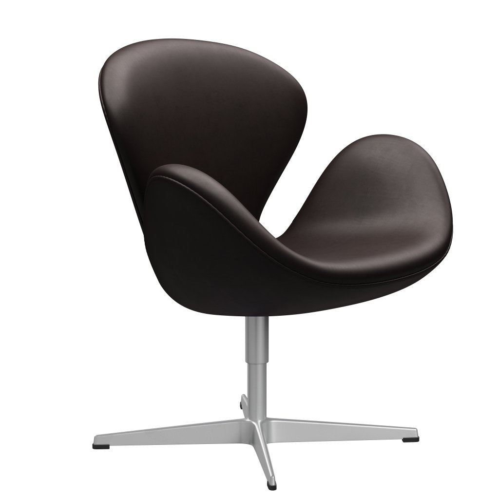 Fritz Hansen Swan Lounge Chair, Silver Grey/Grace mørkebrun