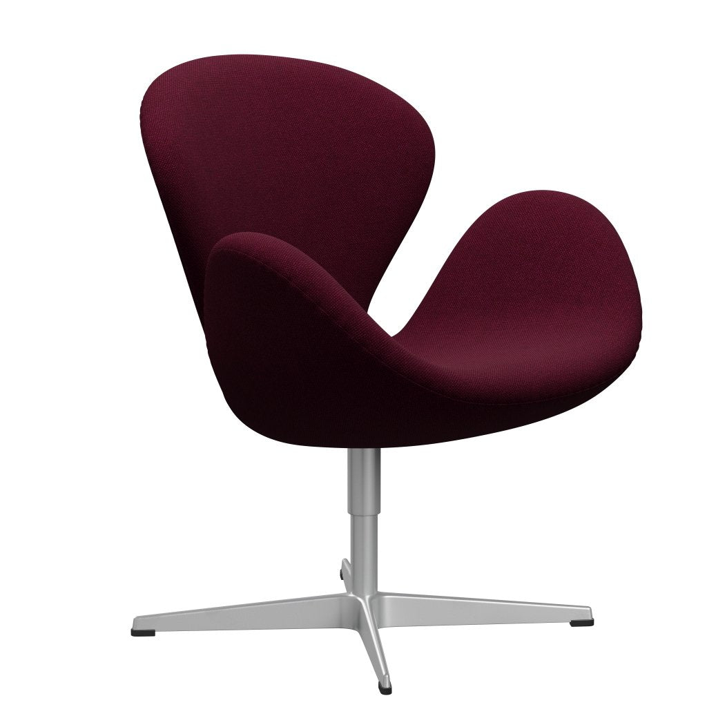 Fritz Hansen Swan Lounge Chair, Silver Gray/Hallingdal Wine Red/Violet