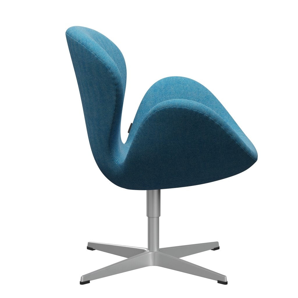 Fritz Hansen Swan Lounge Chair, Silver Gray/Hallingdal White/Turquoise