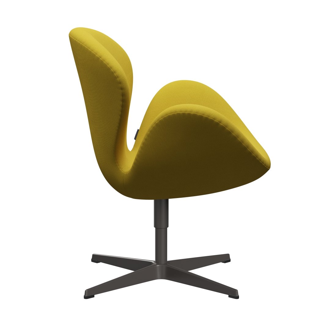 Fritz Hansen Chaise salon de cygne, graphite chaud / acier vert clair / jaune