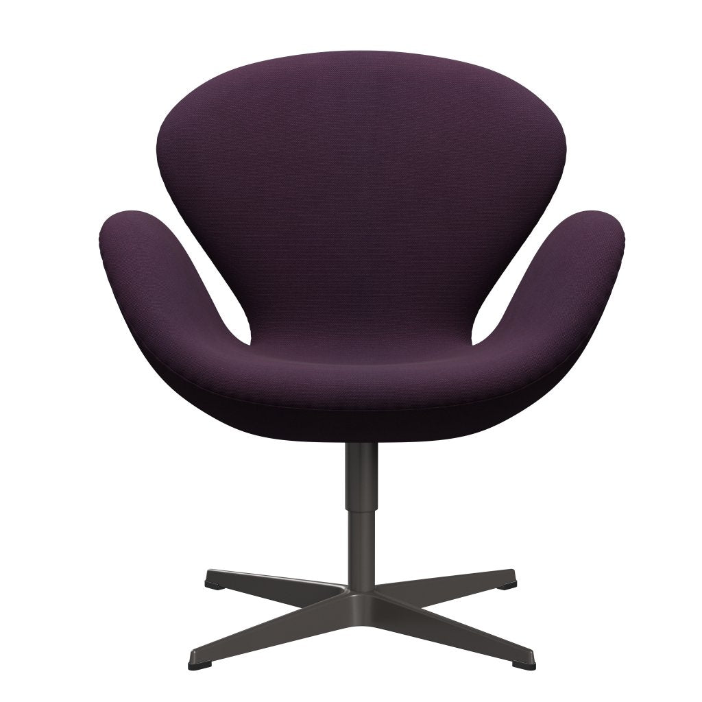 Fritz Hansen Chaise de salon de cygne, graphite chaud / violet du milieu Steelcut