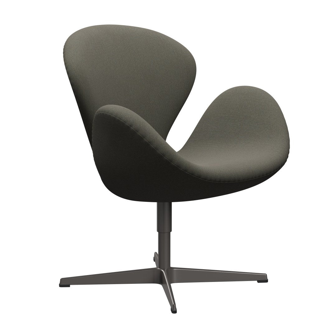 Fritz Hansen Swan休息室椅，温暖的石墨/钢丝三重奏灰色/绿色