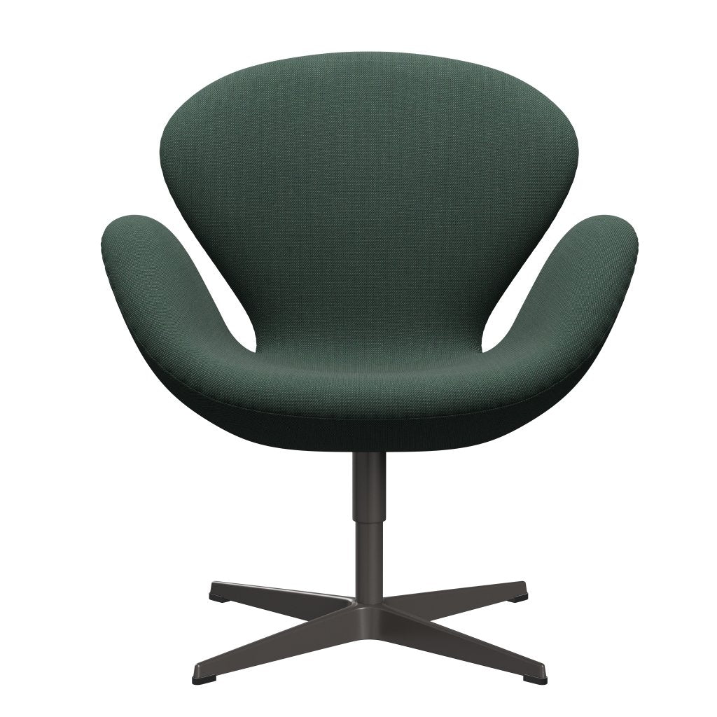 Fritz Hansen Swan Lounge stoel, warm grafiet/staalcut trio stoffig groen