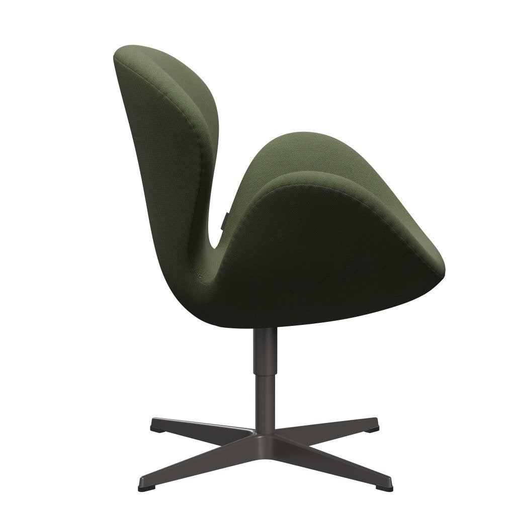 Fritz Hansen Swan Lounge Stuhl, warmes Graphit/Stahlkut -Trio empfindlich grün