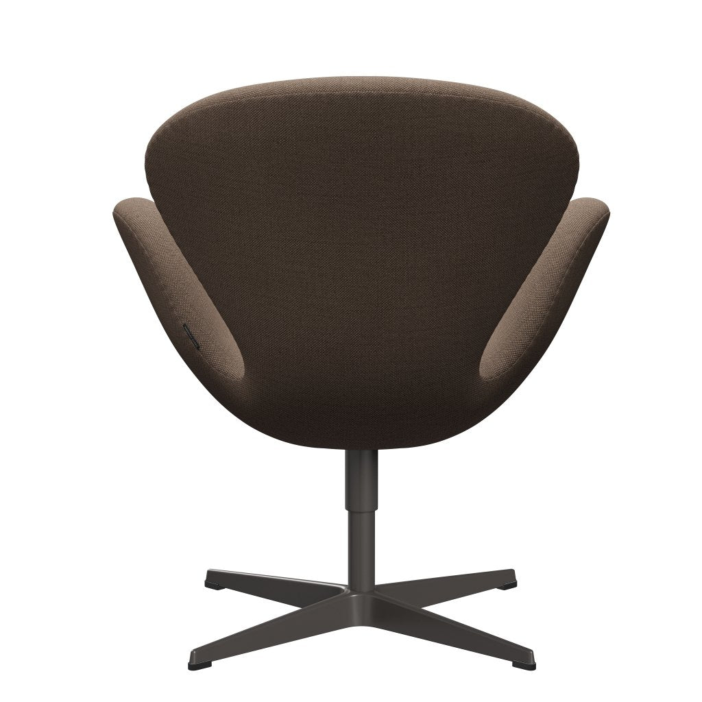 Fritz Hansen Swan休息室椅子，温暖的石墨/Sunniva巧克力/棕褐色