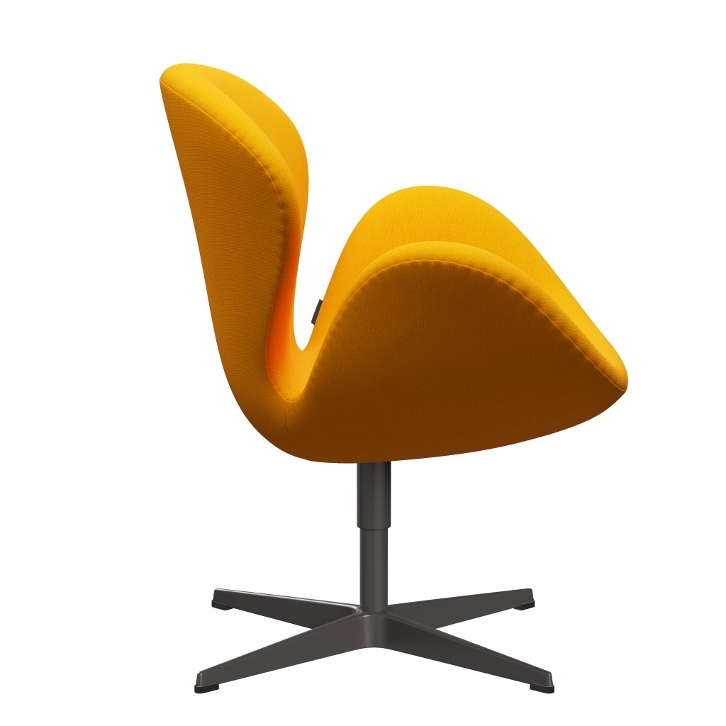 Fritz Hansen Chaise salon de cygne, graphite chaud / tonus jaune orange