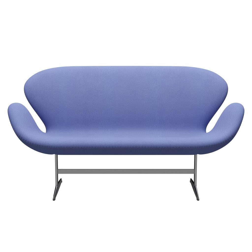 Fritz Hansen Swan Sofa 2 Seater, Satin Brushed Aluminium/Divina Pastel Blue