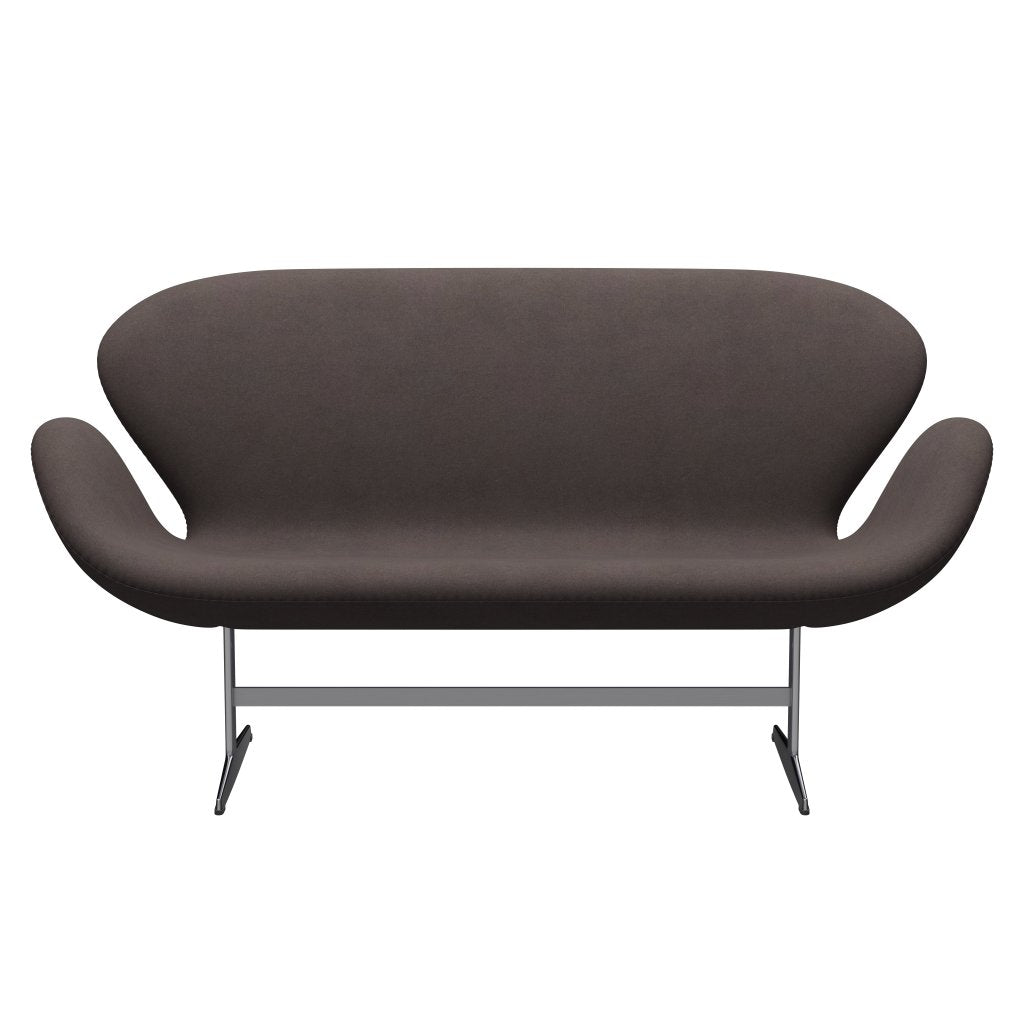 Fritz Hansen Swan Sofa 2 Seater, Satin Brushed Aluminium/Divina Pastel Brown