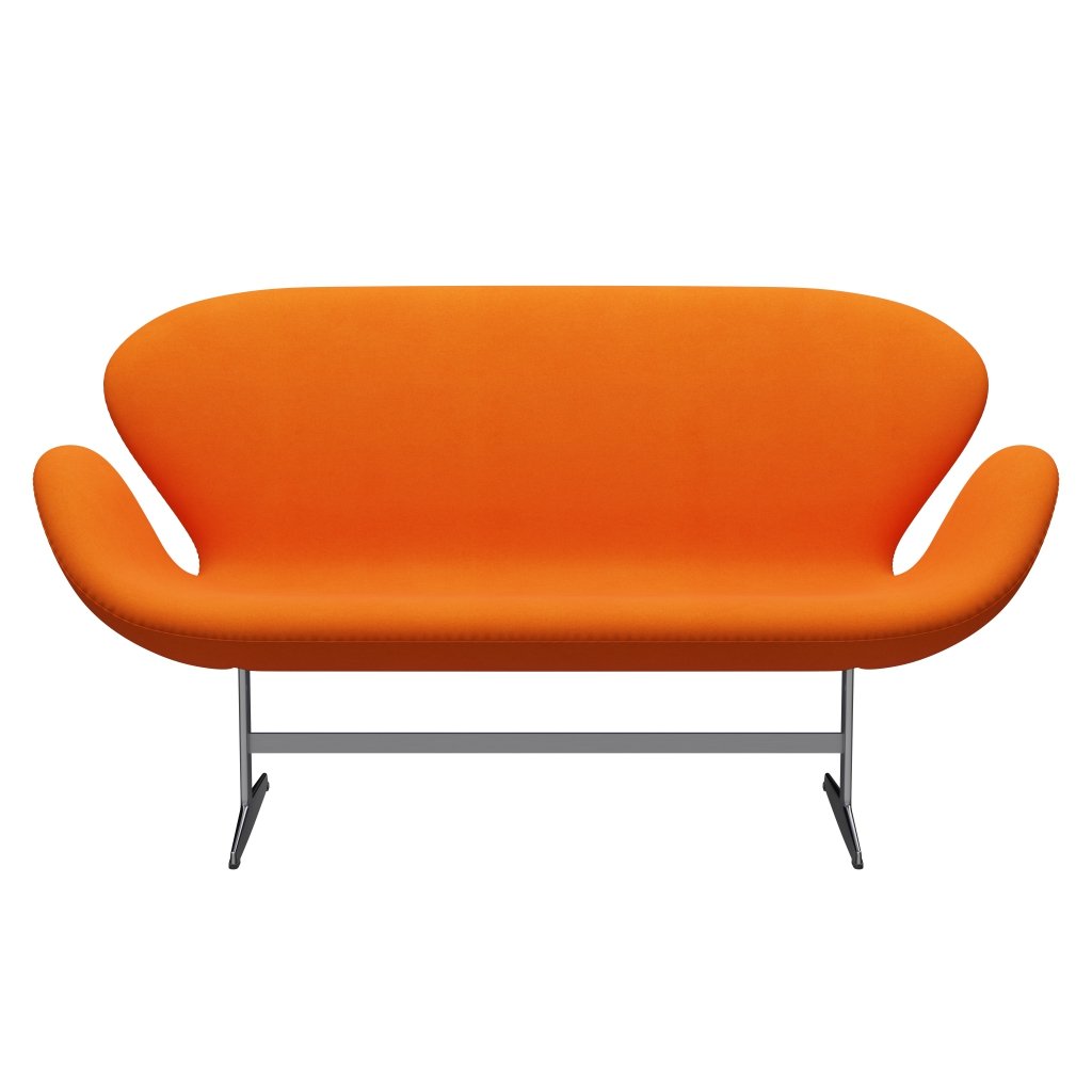Fritz Hansen Swan Sofa 2 Seater, Satin Brushed Aluminium/Divina Pastello Orange