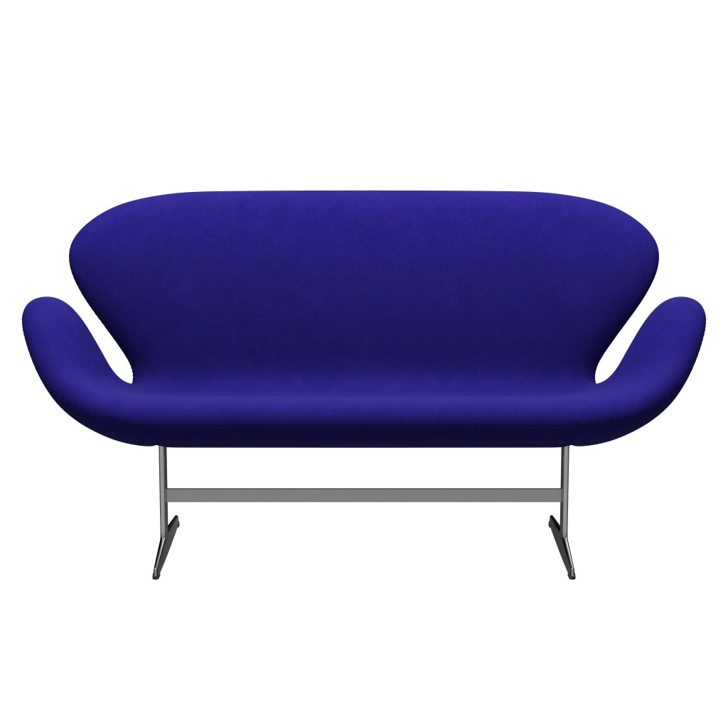 Fritz Hansen Swan Sofa 2 Seater, Satin Brushed Aluminium/Divina Petrol Blue