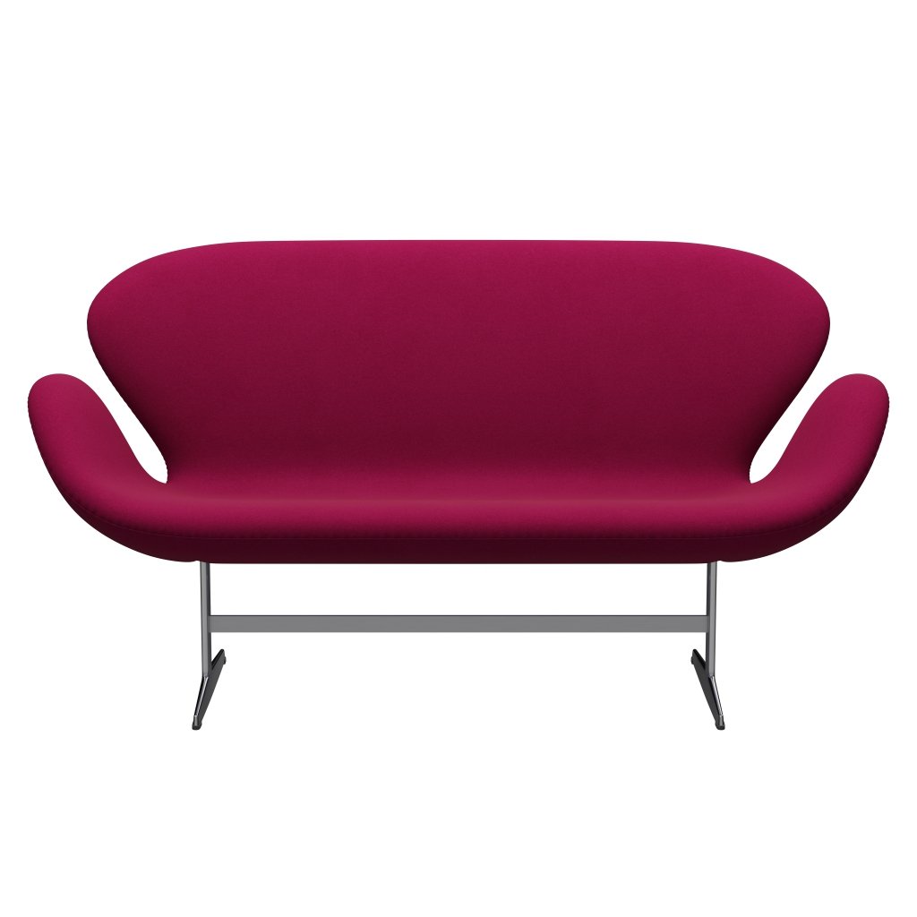 Fritz Hansen Swan Sofa 2 Seater, Satin Brushed Aluminium/Divina Pink Dark
