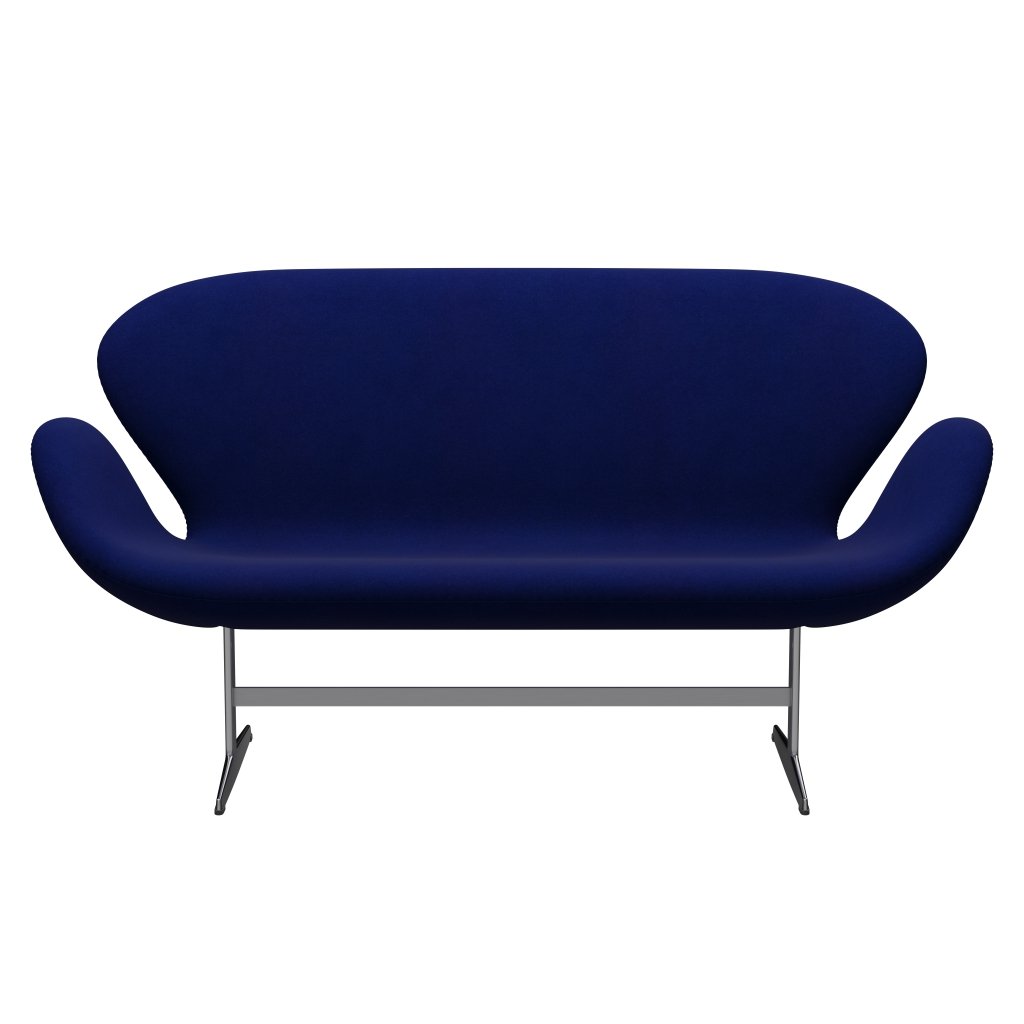 Fritz Hansen Swan Sofa 2 Seater, Satin Brushed Aluminium/Divina Royal Blue