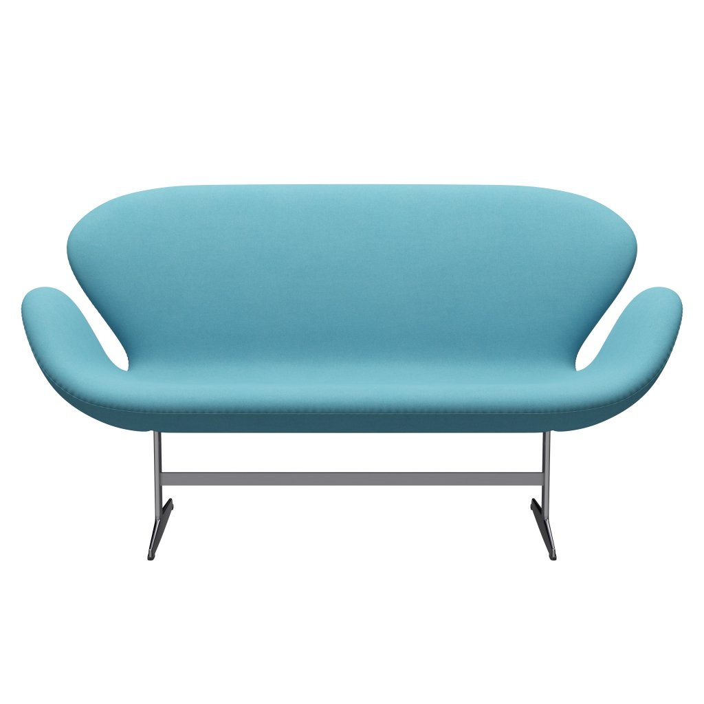 Fritz Hansen Swan Sofa 2 Seater, Satin Brushed Aluminium/Divina Turquoise Light