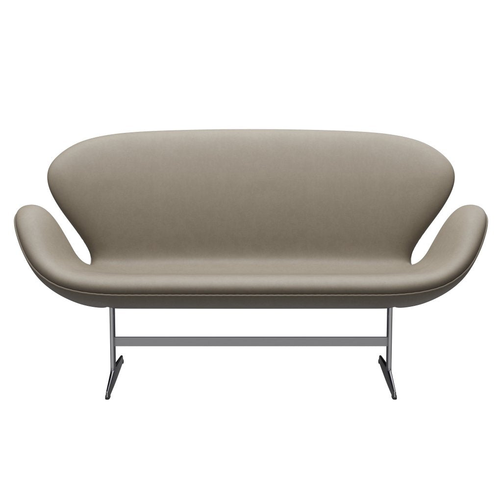 Fritz Hansen Swan Sofa 2 Seater, Satin Brushed Aluminium/Essential Light Grey