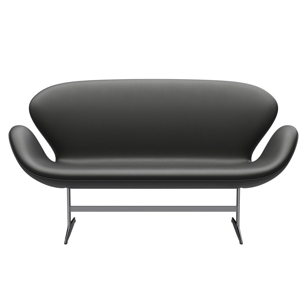 Fritz Hansen Swan Sofa 2 -zits, satijnen geborsteld aluminium/essentieel zwart