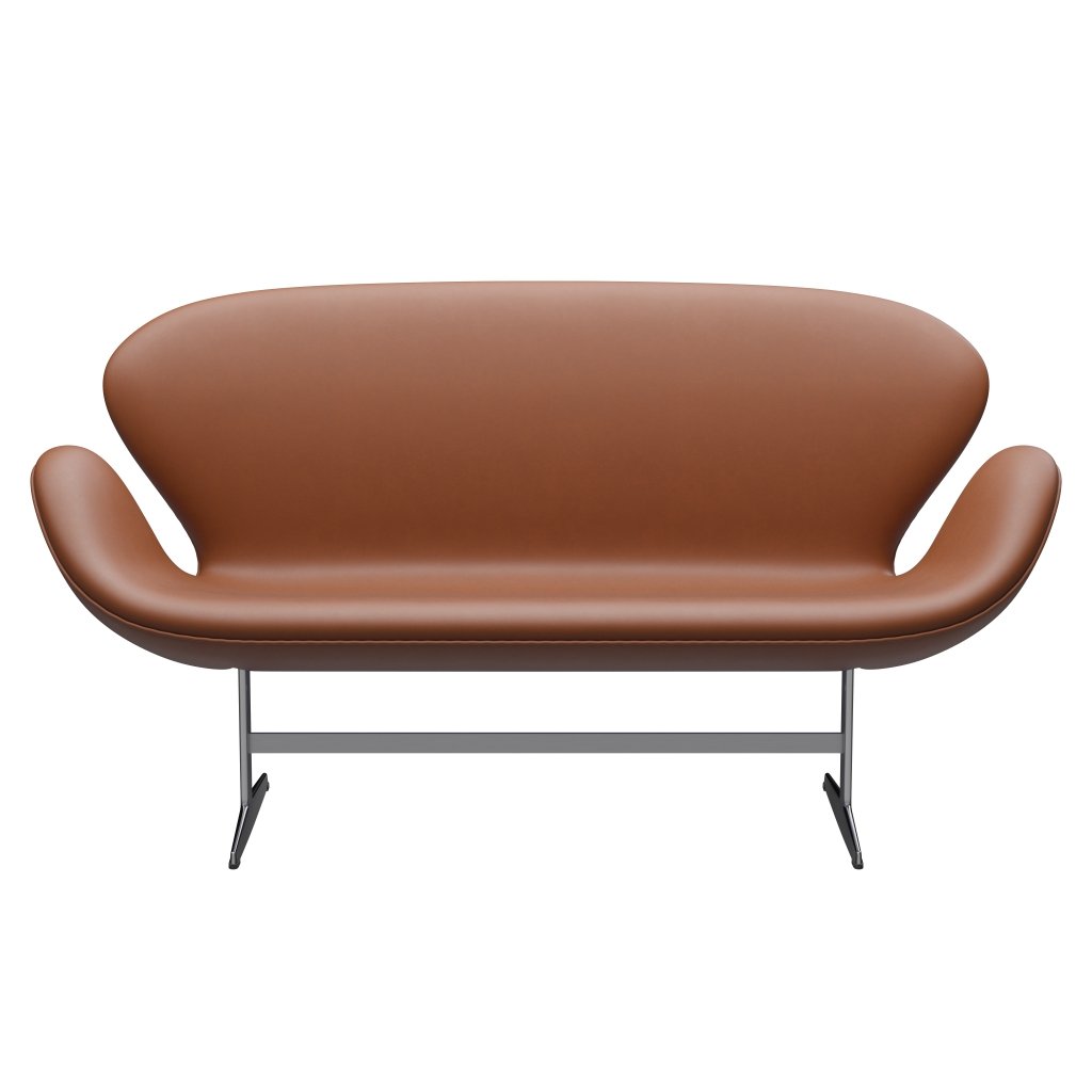 Fritz Hansen Swan divano 2 posti, alluminio spazzolato in raso/noce essenziale