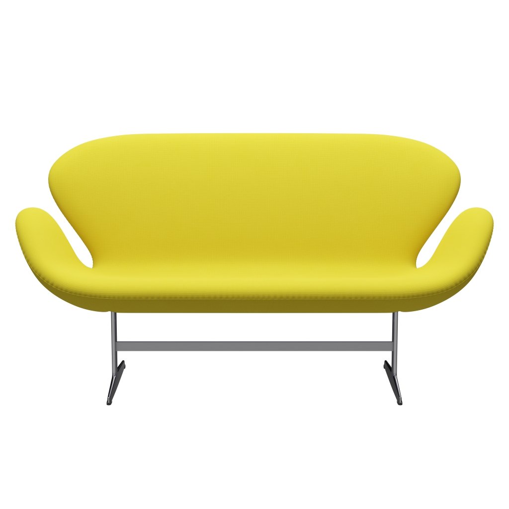 Fritz Hansen Swan Sofa 2 Seater, Satin Brushed Aluminium/Fame Yellow