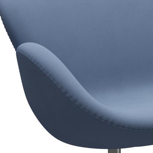 Fritz Hansen Swan Sofa 2 Seater, Satin Brushed Aluminium/Fame Grey Blue