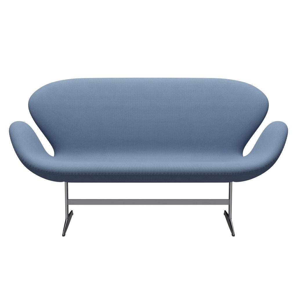 Fritz Hansen Swan Sofa 2-Sitzer, Satiniertes gebürstetes Aluminium/Fame Grey Blue