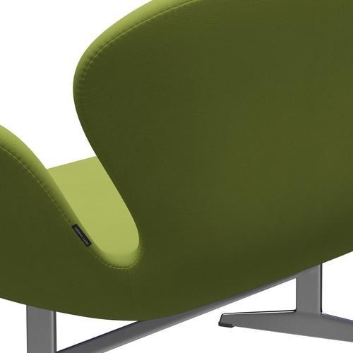 Fritz Hansen Swan Sofa 2 Seater, Satin Brushed Aluminium/Fame Light Grass Green