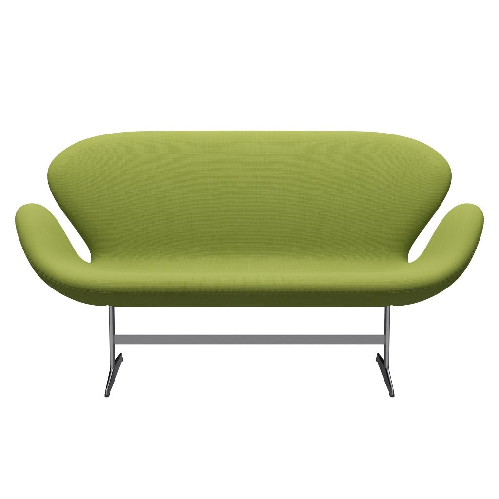 Fritz Hansen Swan Sofa 2 seters, satengbørstet aluminium/berømmelse lys gress grønn