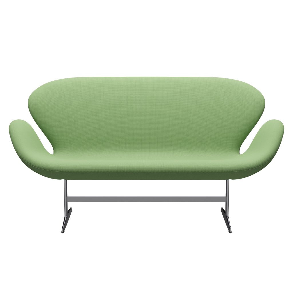 Fritz Hansen Swan Sofa 2 seters, satengbørstet aluminium/berømmelse lys grønn