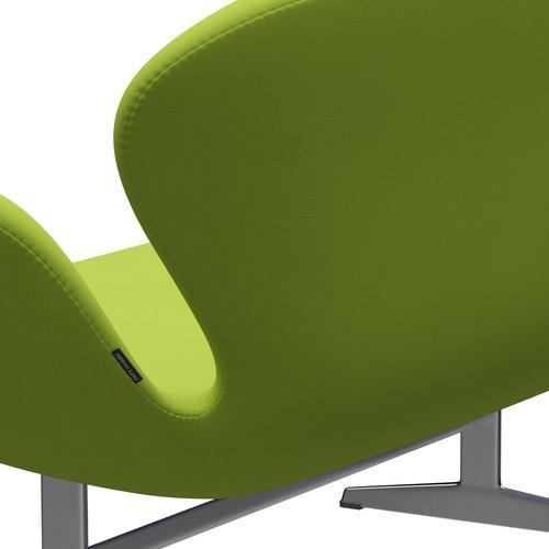 Fritz Hansen Swan Sofa 2 Seater, Satin Brushed Aluminium/Fame Neon Green
