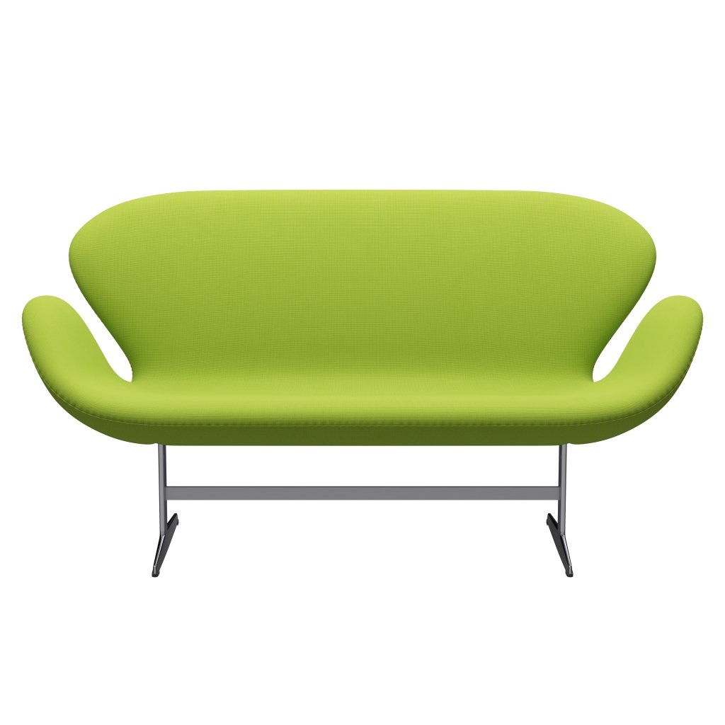 Fritz Hansen Swan Sofa 2 -zuiverer, satijnen geborsteld aluminium/roem neon groen