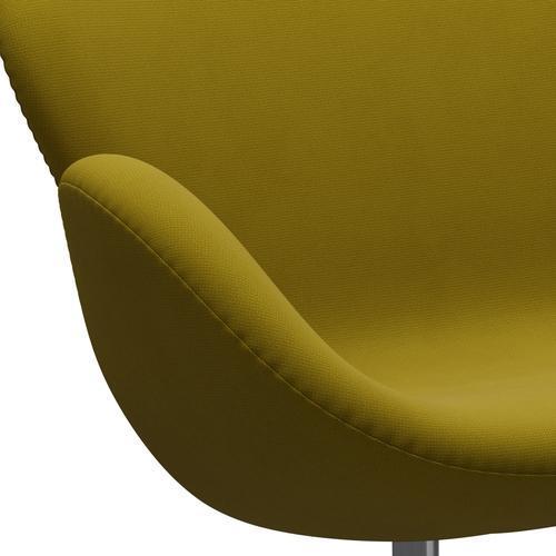 Fritz Hansen Swan Sofa 2 Seater, Satin Brushed Aluminium/Fame Olive Green