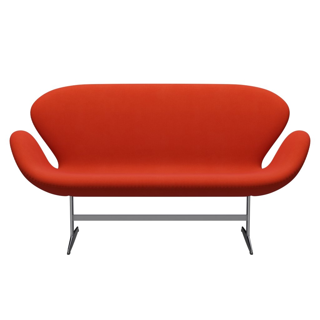 Fritz Hansen Swan Sofa 2 -zits, satijnen geborsteld aluminium/roem oranje donker