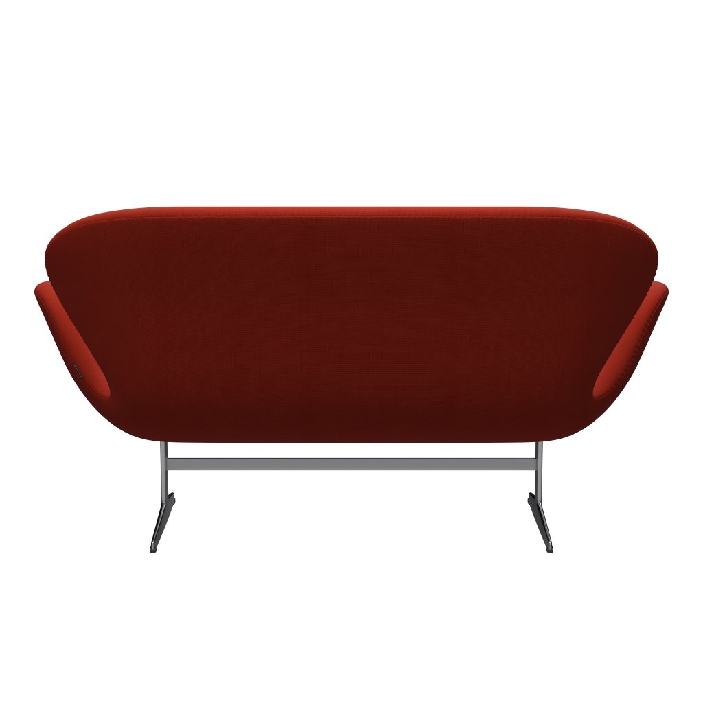 Fritz Hansen Swan Sofa 2 Seater, Satin Brushed Aluminium/Fame Orange Red