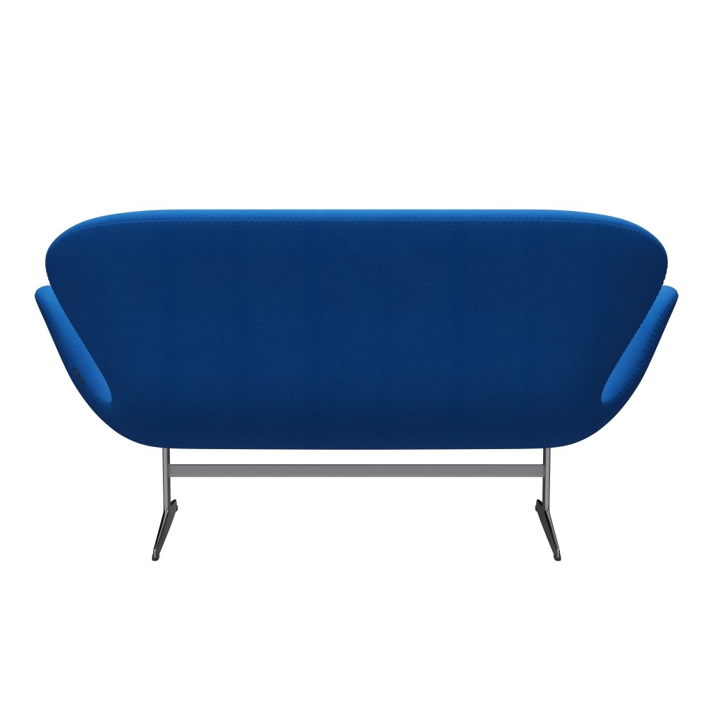 Fritz Hansen Swan Sofa 2 Seater, Satin Brushed Aluminium/Fame Ocean Blue