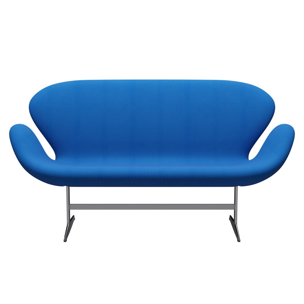 Fritz Hansen Swan Sofa 2 -sæder, satin børstet aluminium/berømmelse havblå
