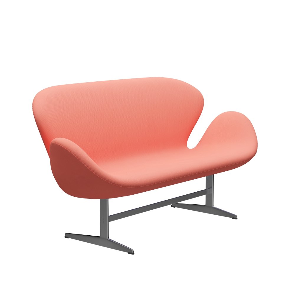 Fritz Hansen Swan Sofa 2 Seater, Satin Brushed Aluminium/Fame Pink Light