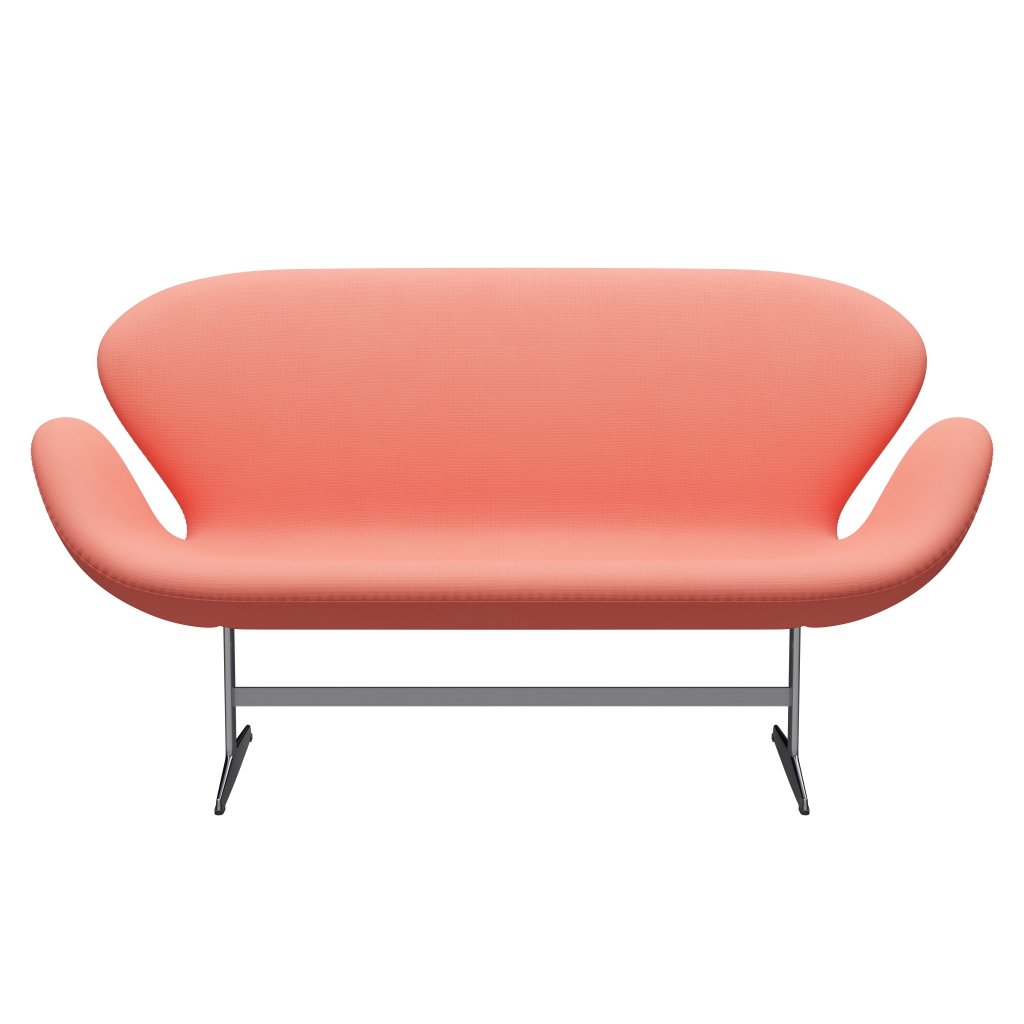 Fritz Hansen Swan沙发2座位，缎面拉丝铝/名望粉红色灯
