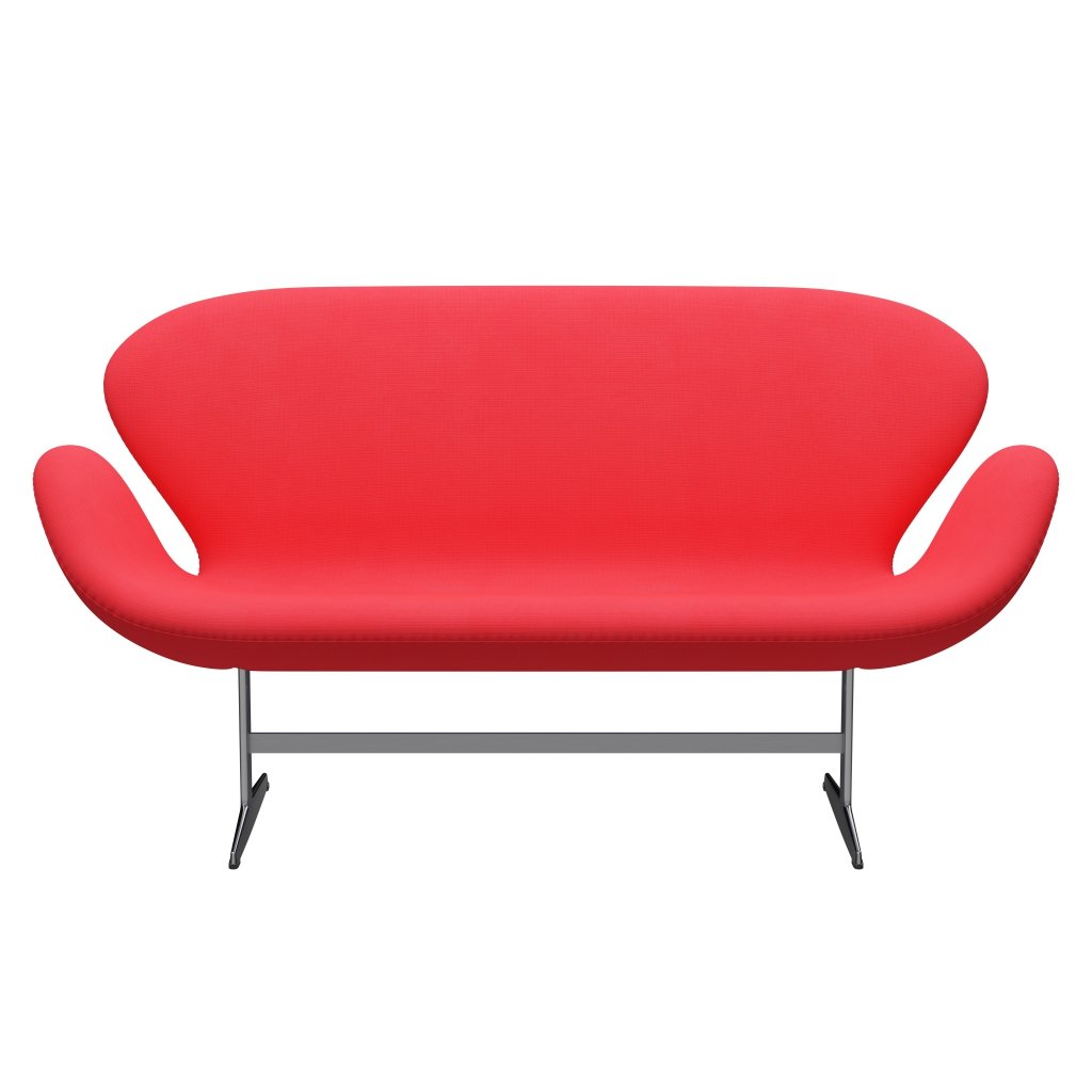 Fritz Hansen Swan Sofa 2 Seater, Satin Brushed Aluminium/Fame Pink