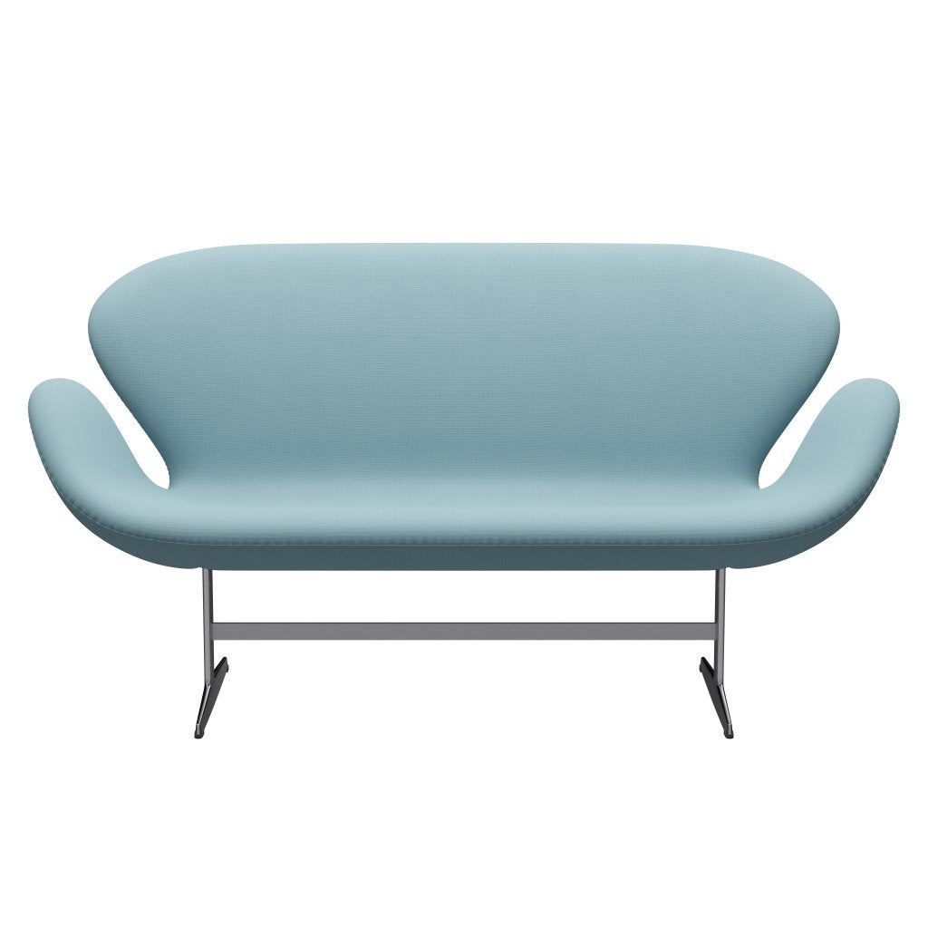 Fritz Hansen Swan Sofa 2 Seater, Satin Brushed Aluminium/Fame Turquoise Light