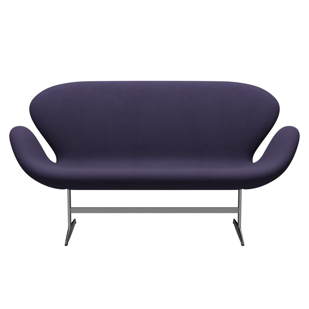 Fritz Hansen Swan Sofa 2 Seater, Satin Brushed Aluminium/Fame Violet Dark
