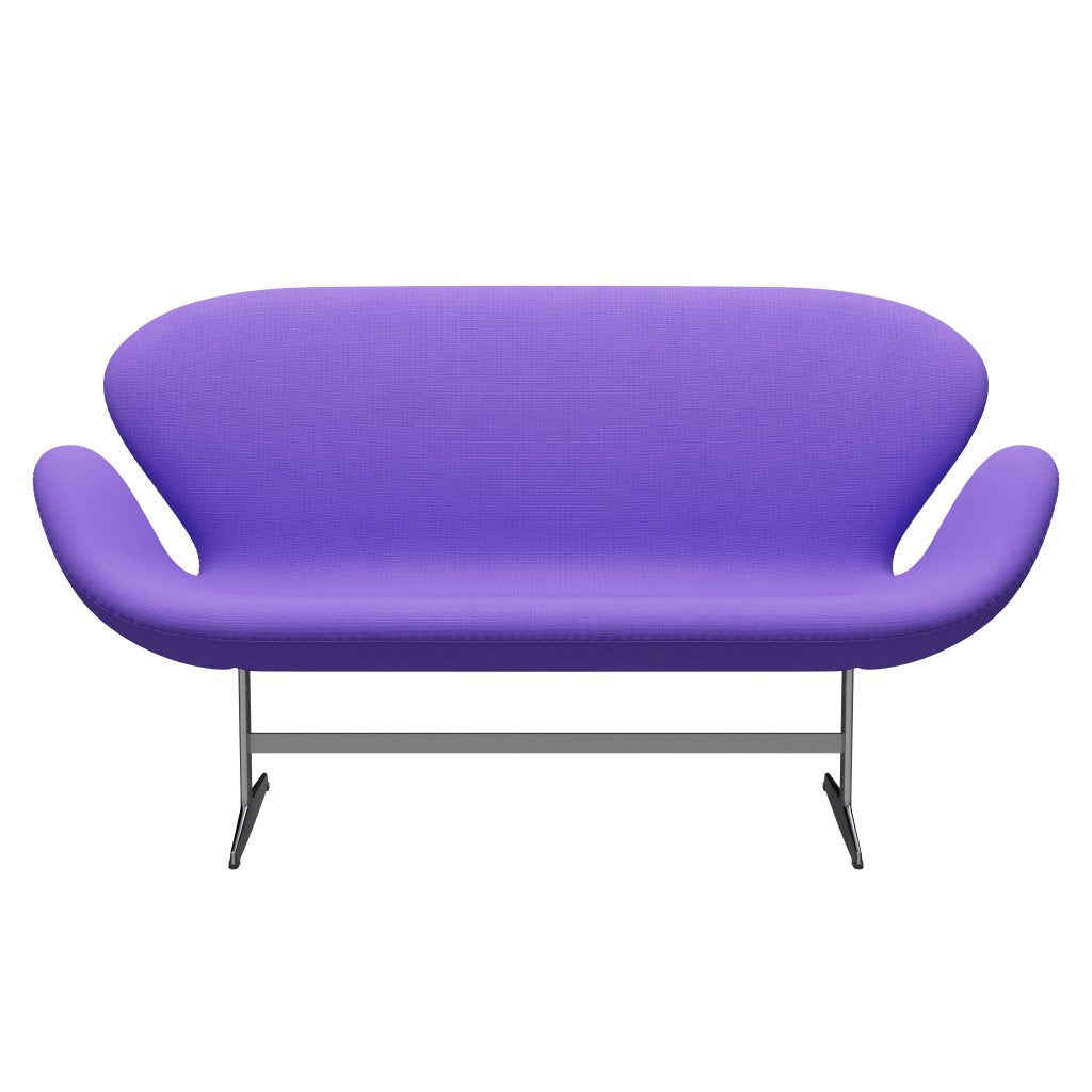 Fritz Hansen Swan Sofa 2 Seater, Satin Brushed Aluminium/Fame Violet Light