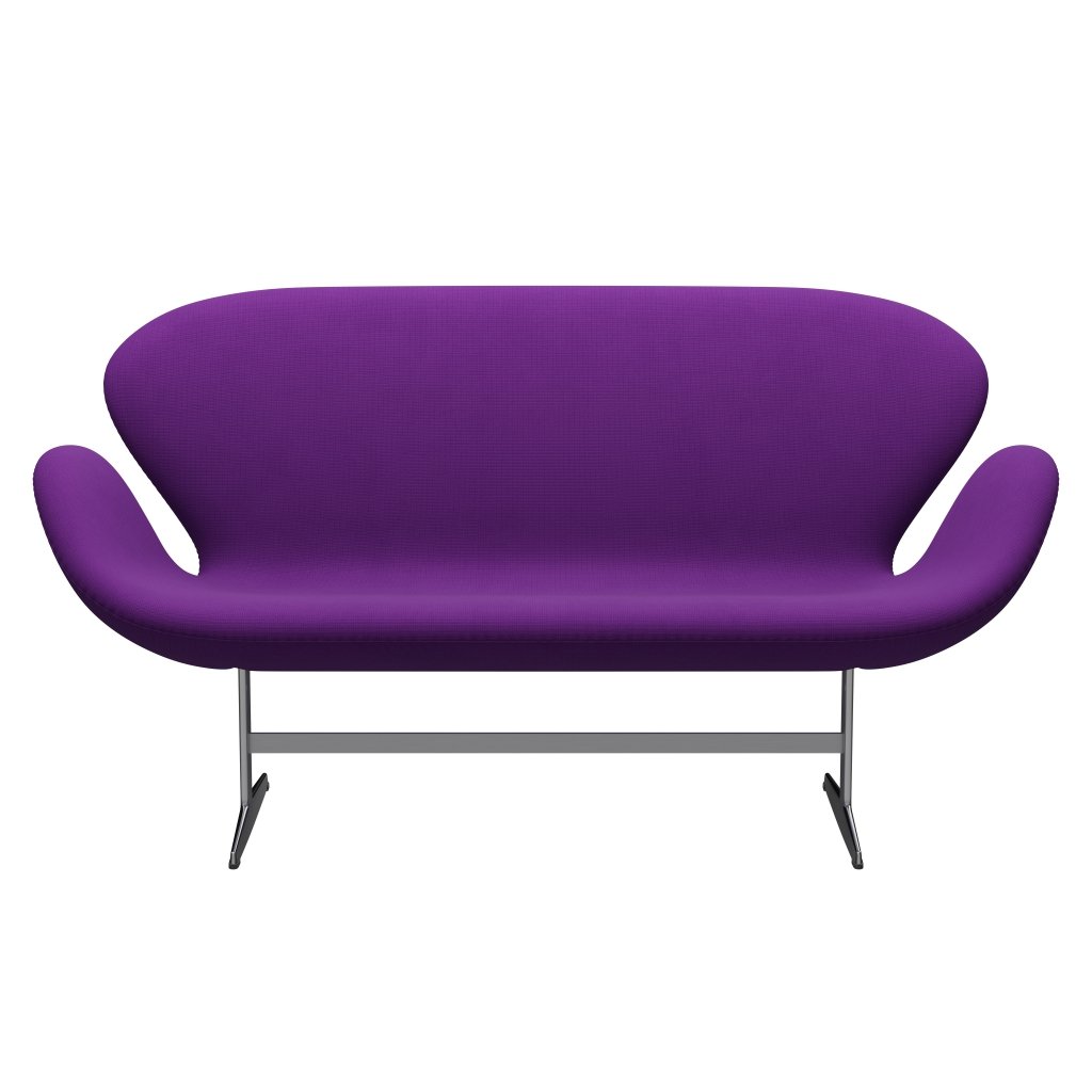 Fritz Hansen Swan Sofa 2 Seater, Satin Brushed Aluminium/Fame Violet