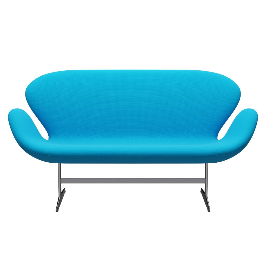 Fritz Hansen Swan Sofa 2 Seater, Satin Brushed Aluminium/Fame Warm Turquoise