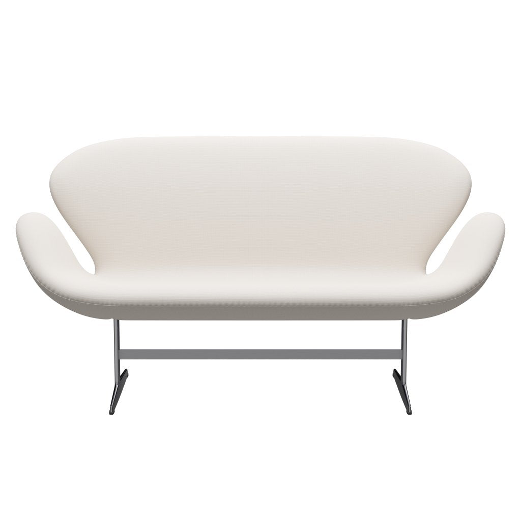 Fritz Hansen Swan Sofa 2 Seater, Satin Brushed Aluminium/Fame White