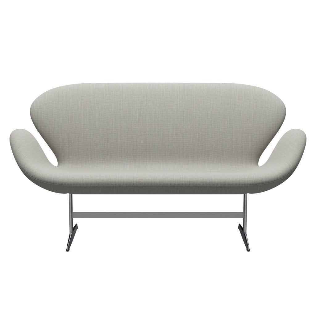 Fritz Hansen Swan Sofa 2 Seater, Satin Brushed Aluminium/Fiord Beige/Stone